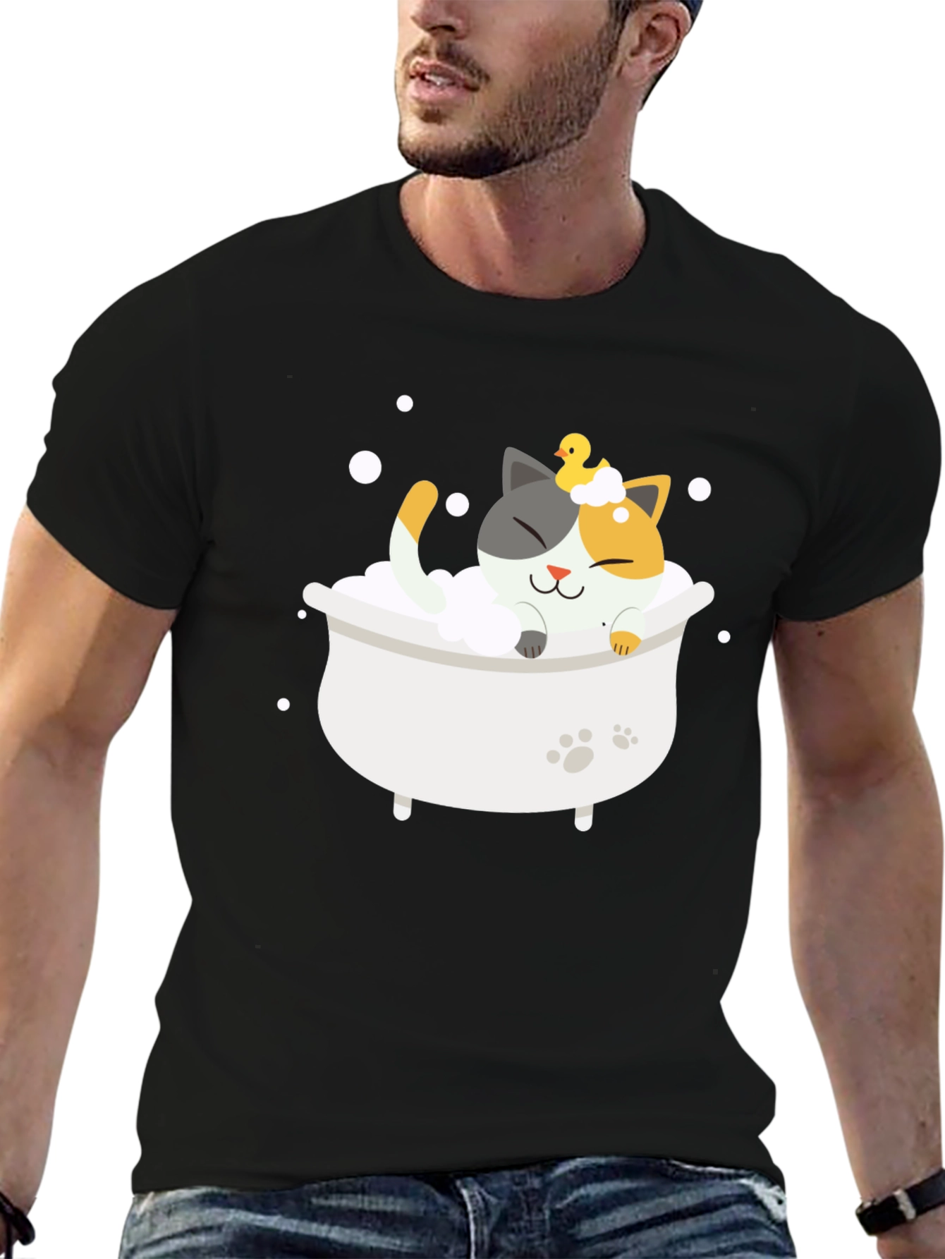 Cute Cat Bath T-Shirt - Relax in Style!