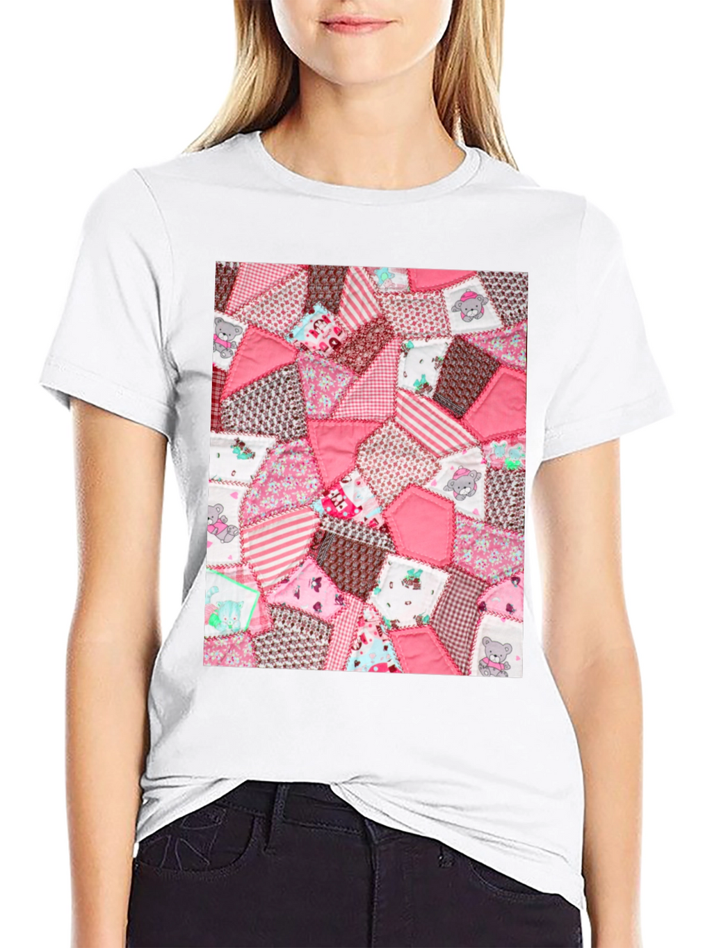 Pink Patchwork Pattern Tee
