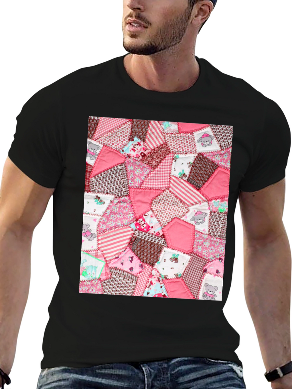 Pink Patchwork Pattern Tee
