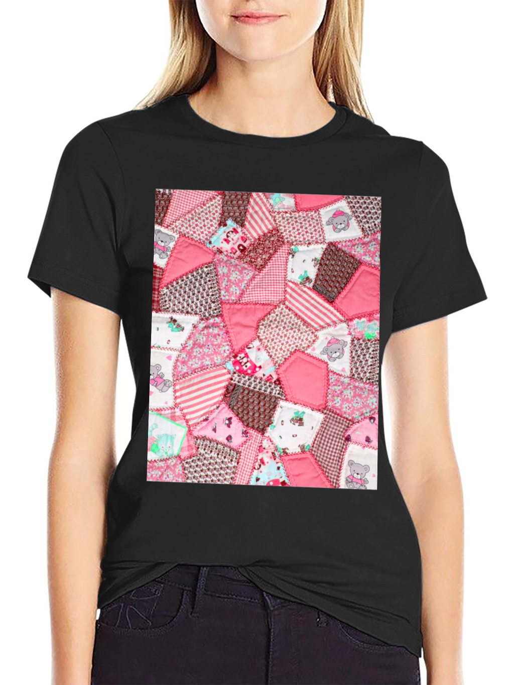 Pink Patchwork Pattern Tee