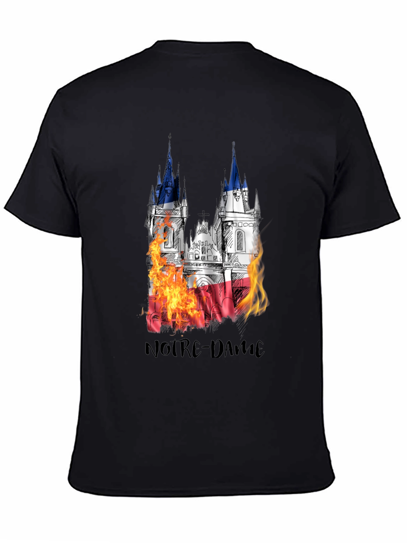 Notre Dame Burning T-Shirt - Mens Black Graphic Tee