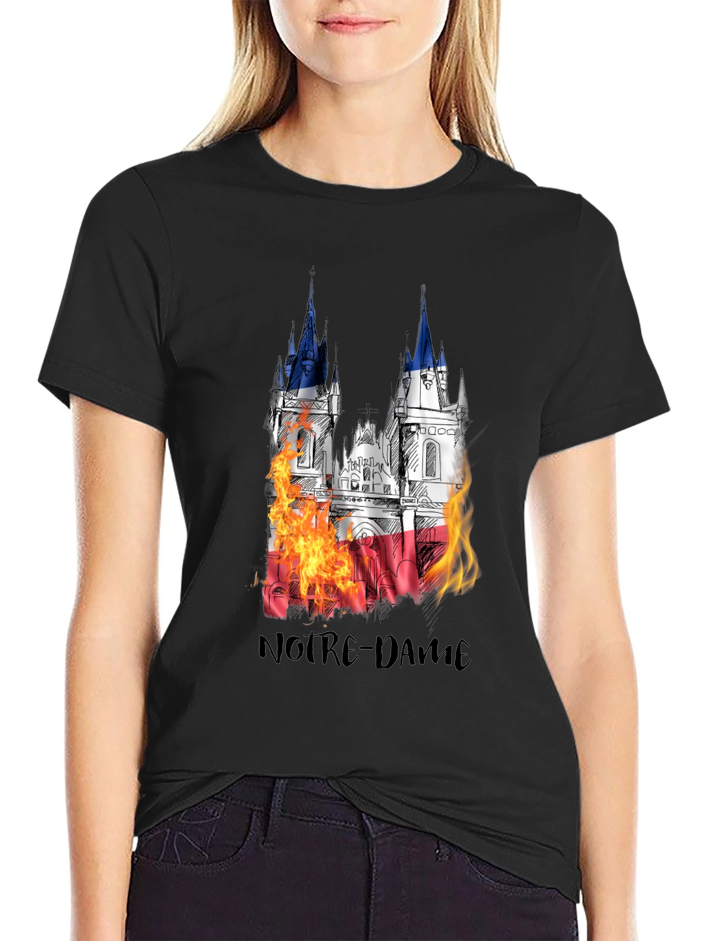 Notre Dame Burning T-Shirt - Mens Black Graphic Tee