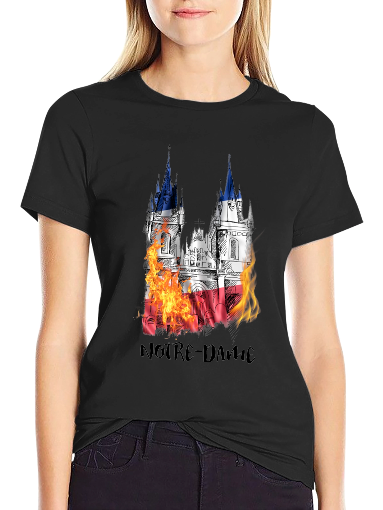 Notre Dame Burning T-Shirt - Mens Black Graphic Tee