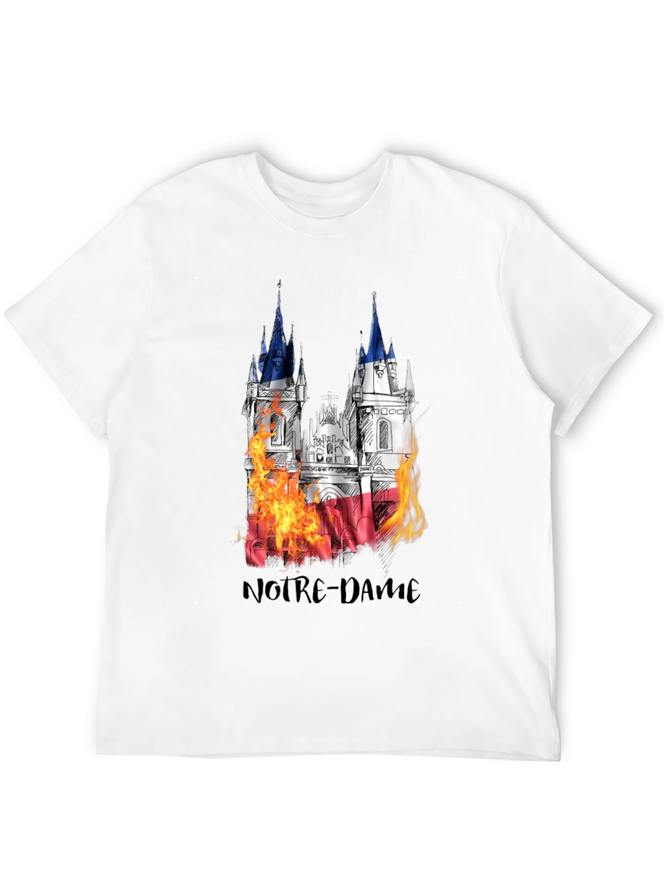 Notre Dame Burning T-Shirt - Mens Black Graphic Tee