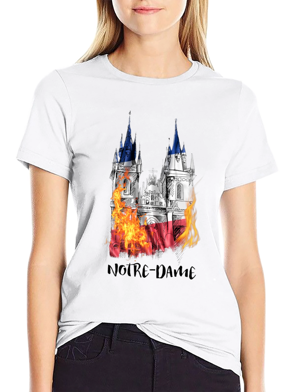 Notre Dame Burning T-Shirt - Mens Black Graphic Tee