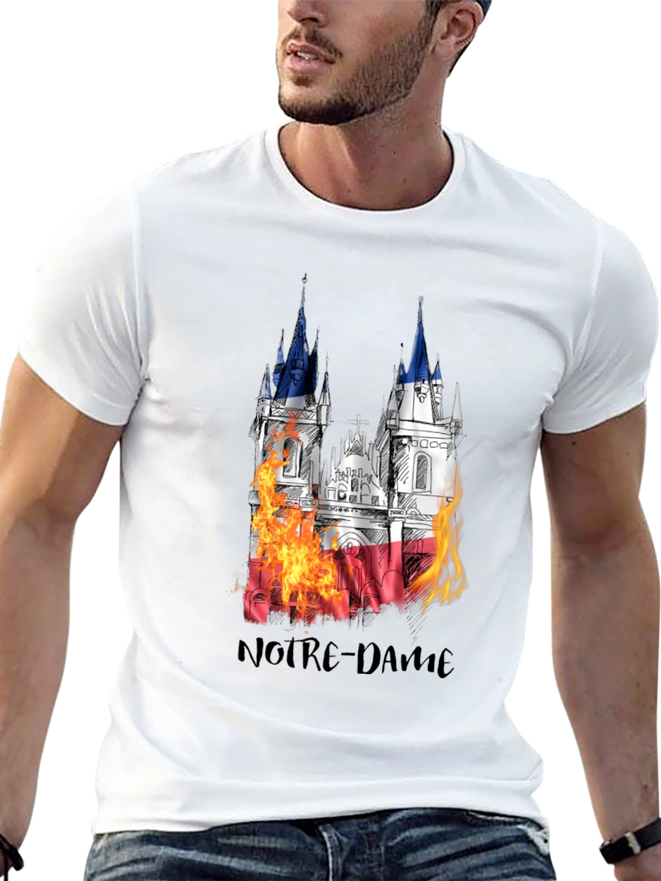 Notre Dame Burning T-Shirt - Mens Black Graphic Tee