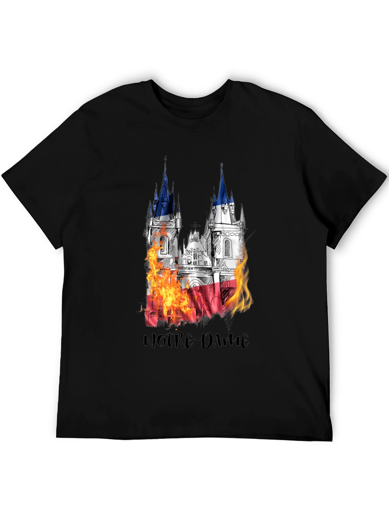 Notre Dame Burning T-Shirt - Mens Black Graphic Tee