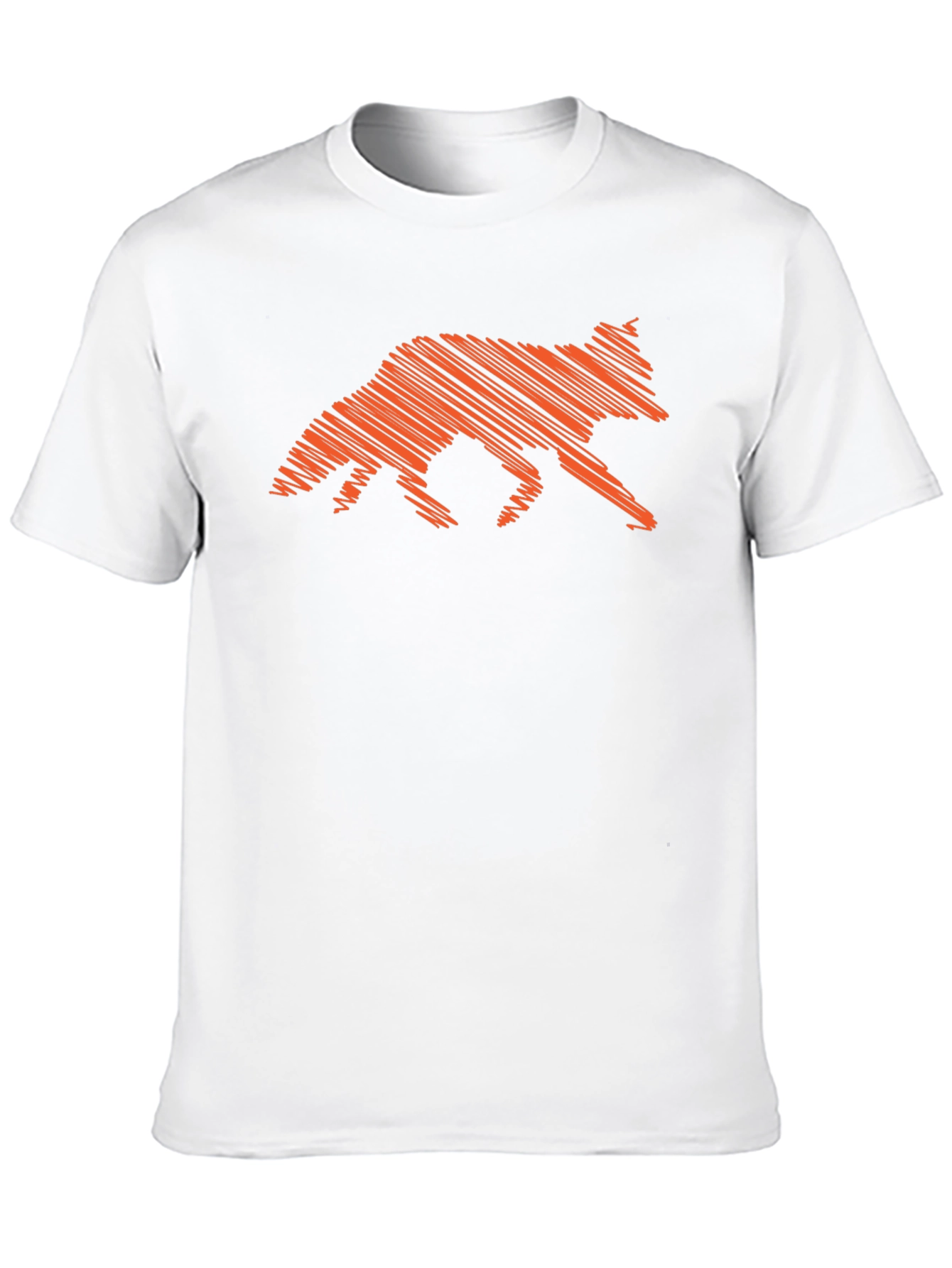 Orange Fox Scribble Graphic Black T-Shirt