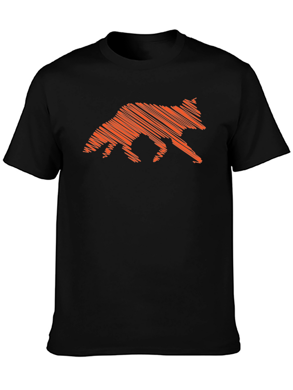 Orange Fox Scribble Graphic Black T-Shirt