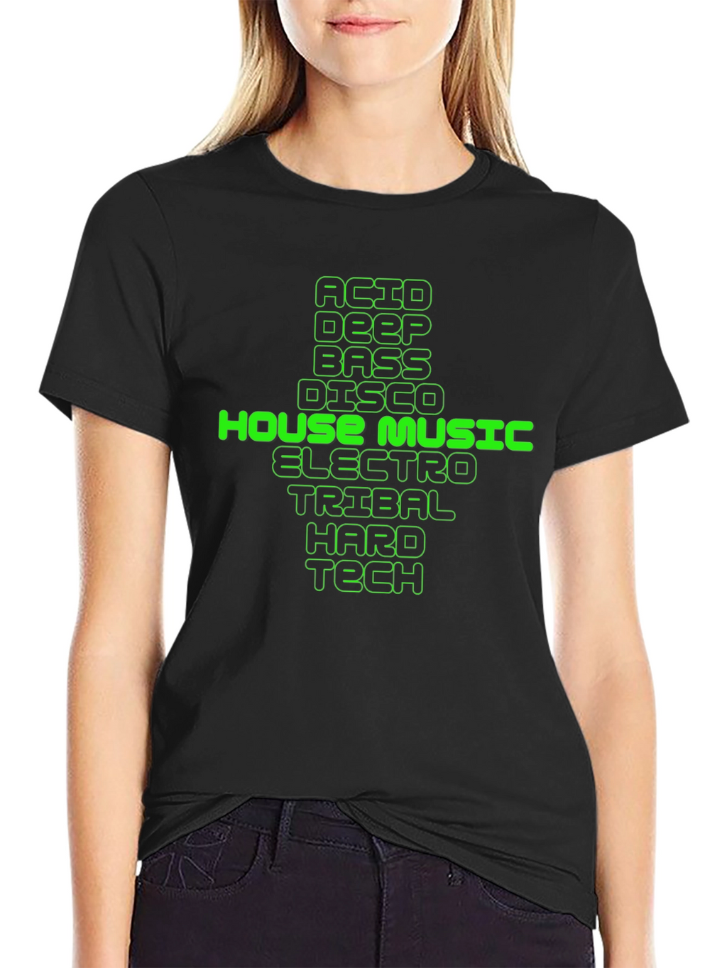 House Music Genres Graphic Tee - Black