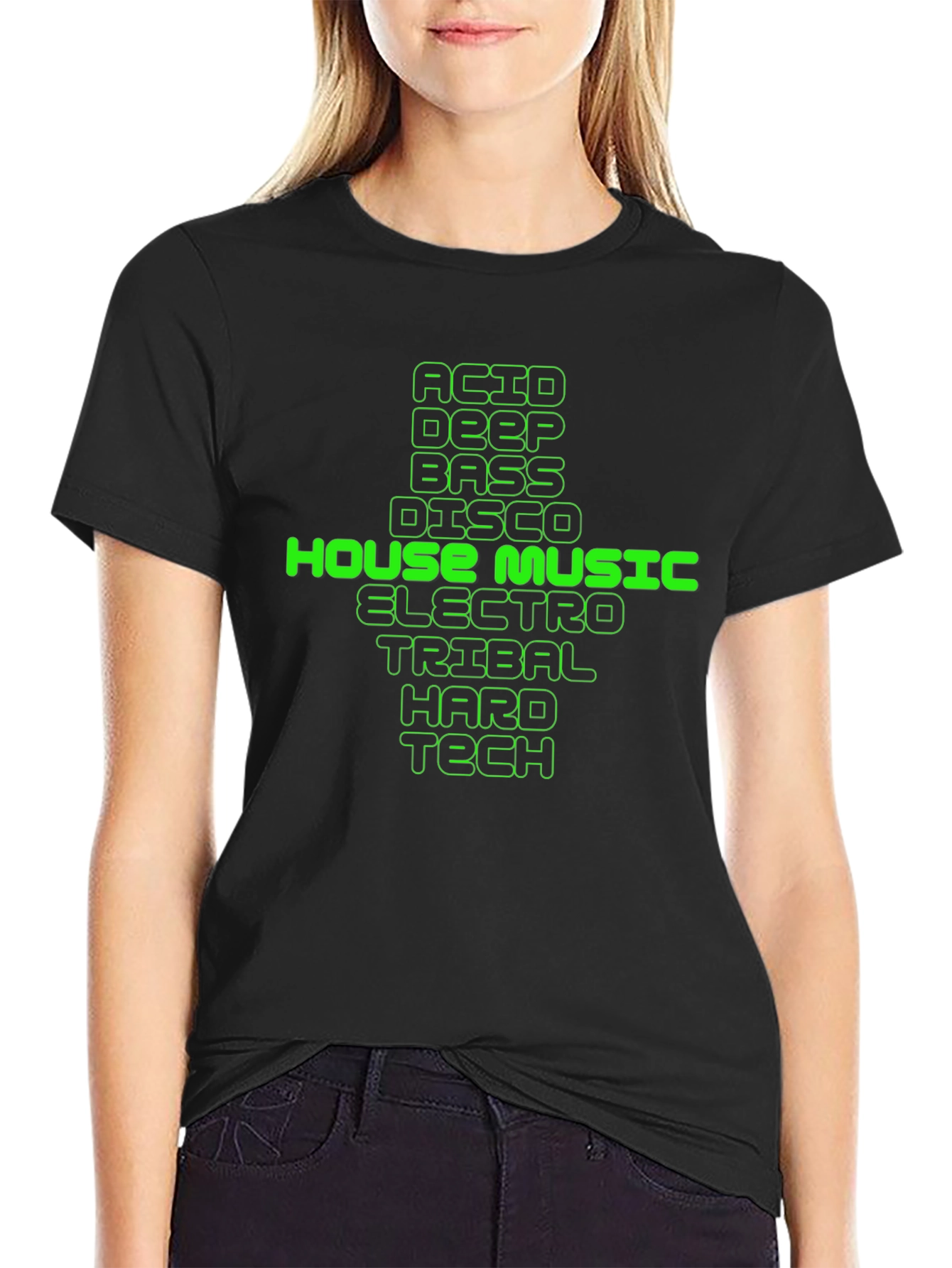 House Music Genres Graphic Tee - Black