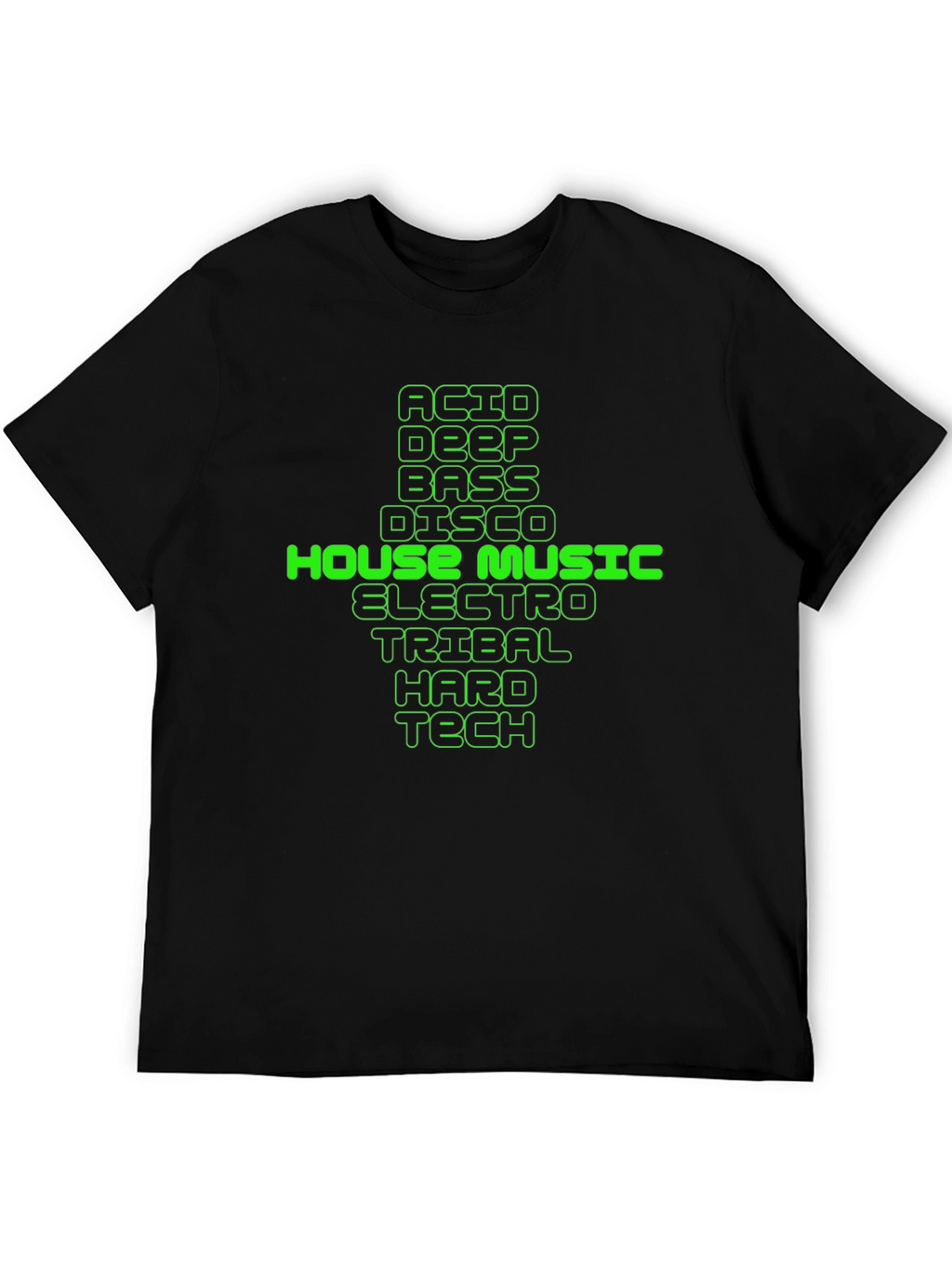 House Music Genres Graphic Tee - Black