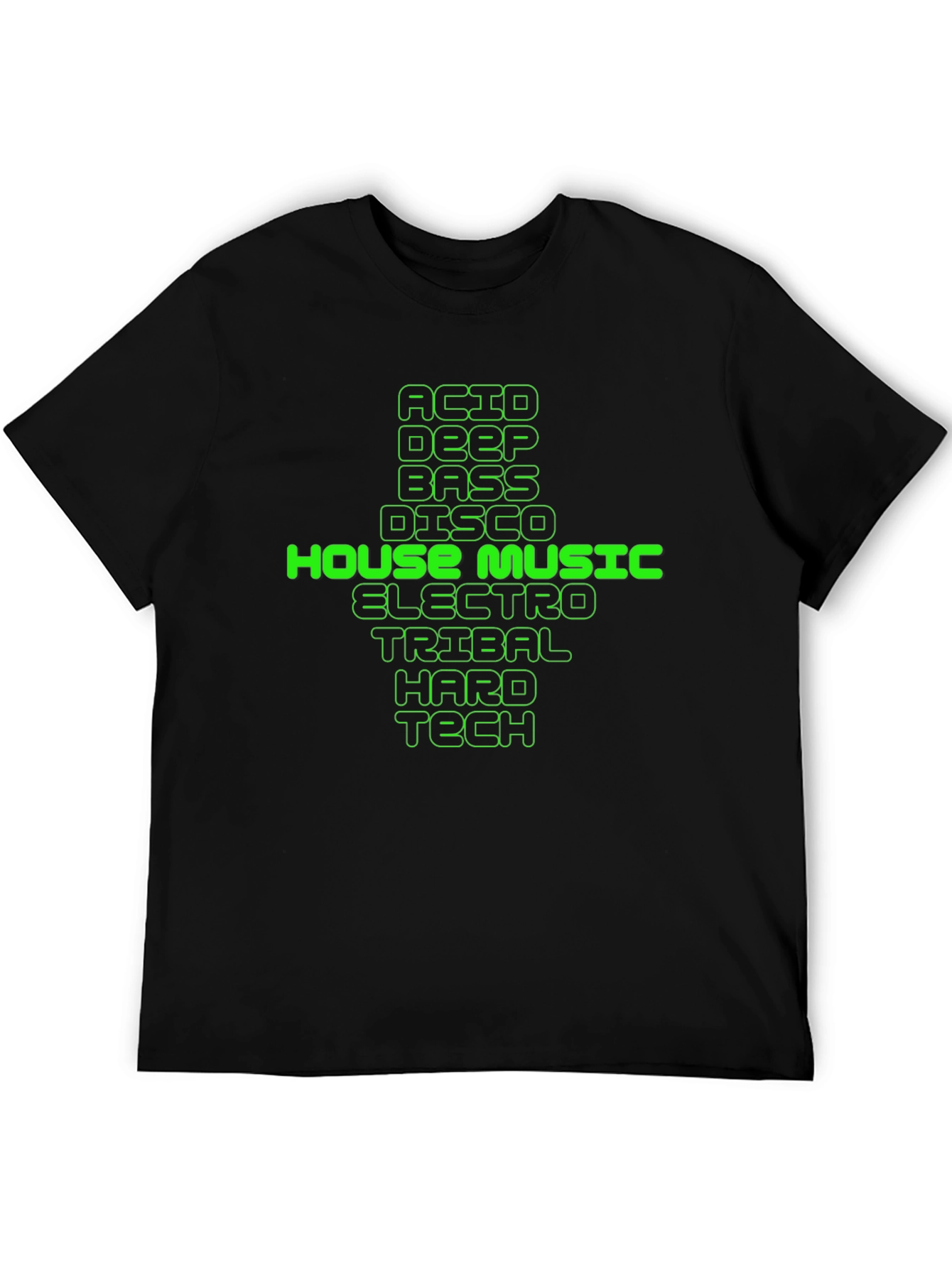 House Music Genres Graphic Tee - Black