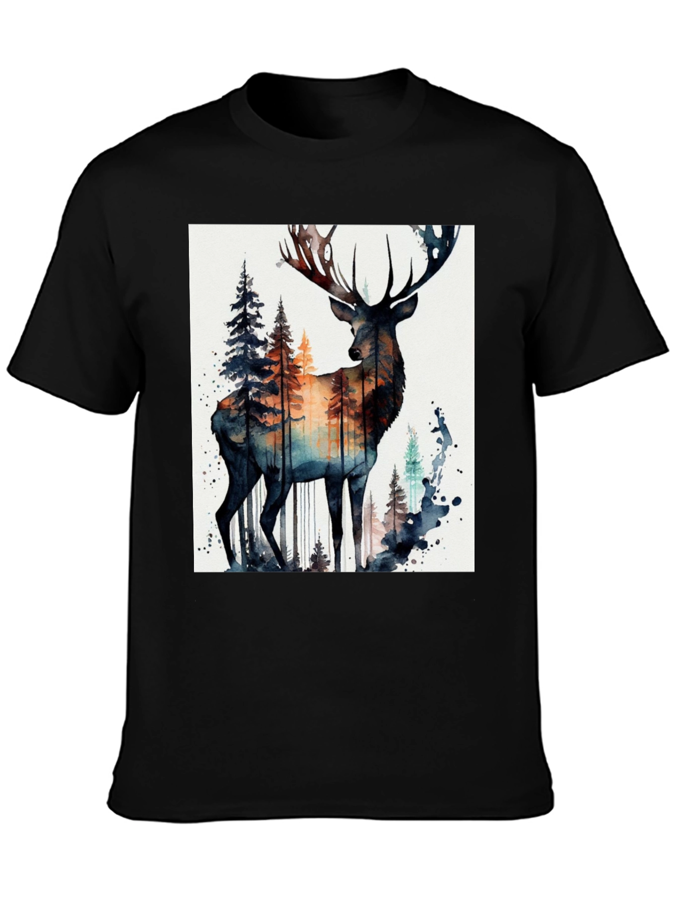 Deer Forest Watercolor Graphic Tee