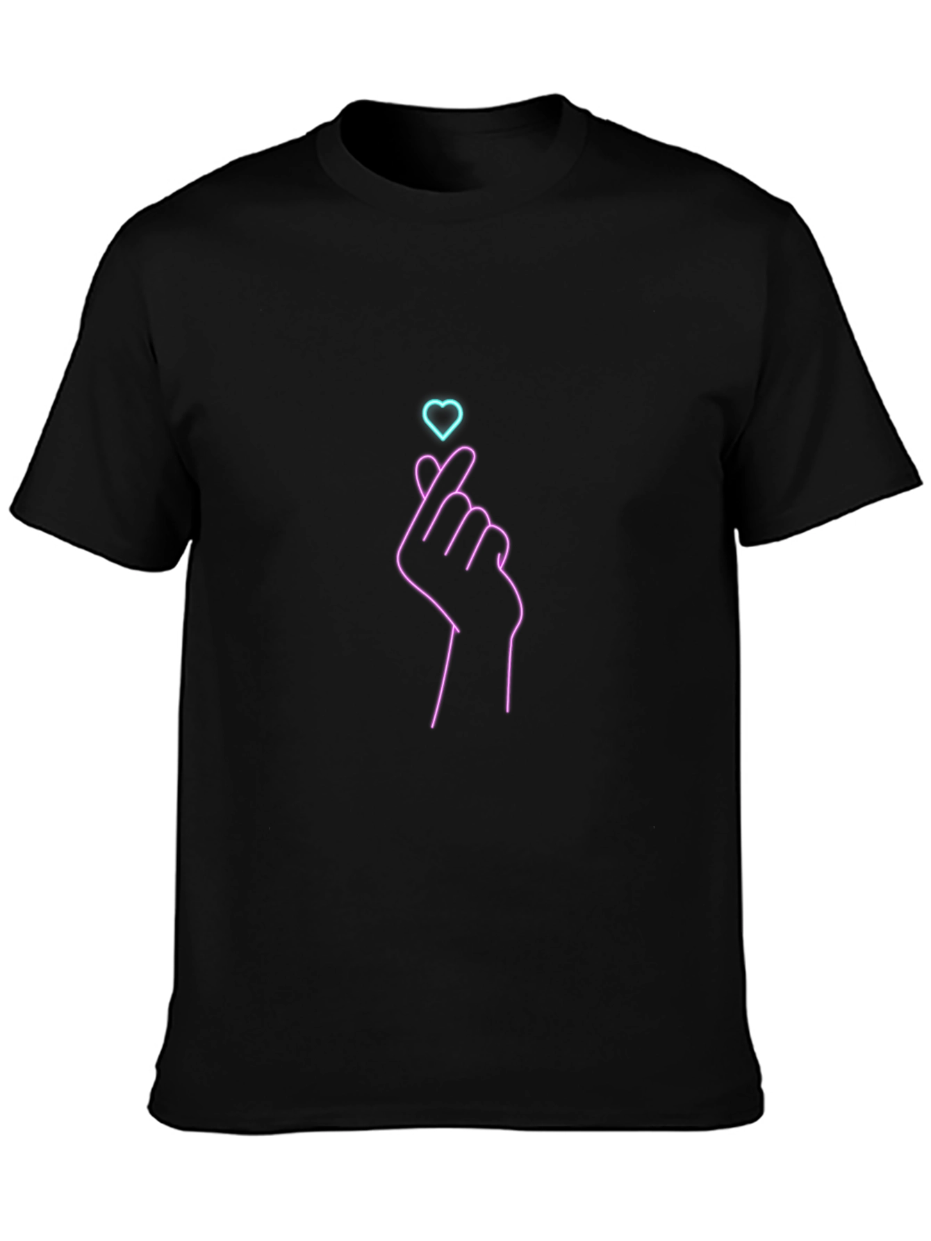 Finger Heart Graphic Tee - Trendy Black T-Shirt