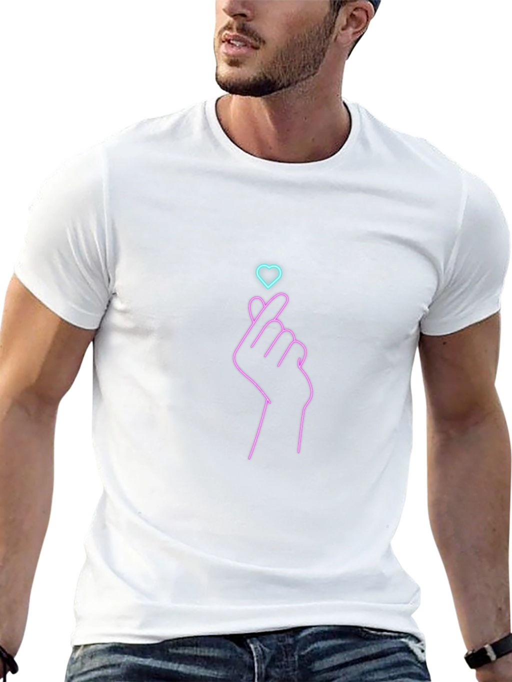 Finger Heart Graphic Tee - Trendy Black T-Shirt