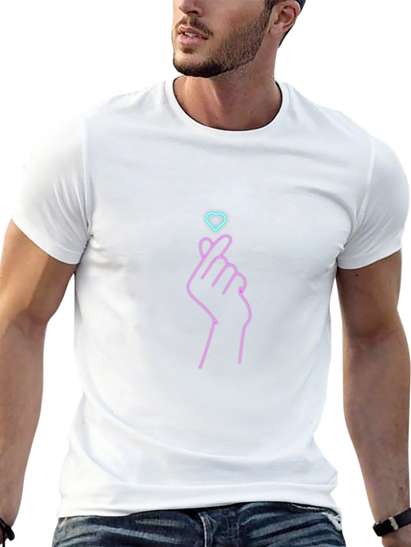 Finger Heart Graphic Tee - Trendy Black T-Shirt