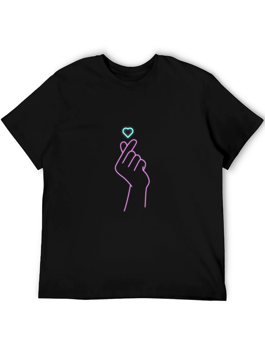 Finger Heart Graphic Tee - Trendy Black T-Shirt
