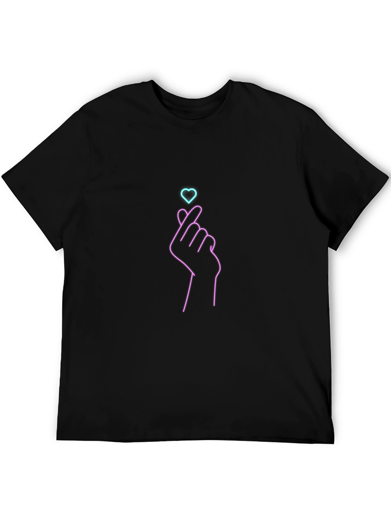 Finger Heart Graphic Tee - Trendy Black T-Shirt