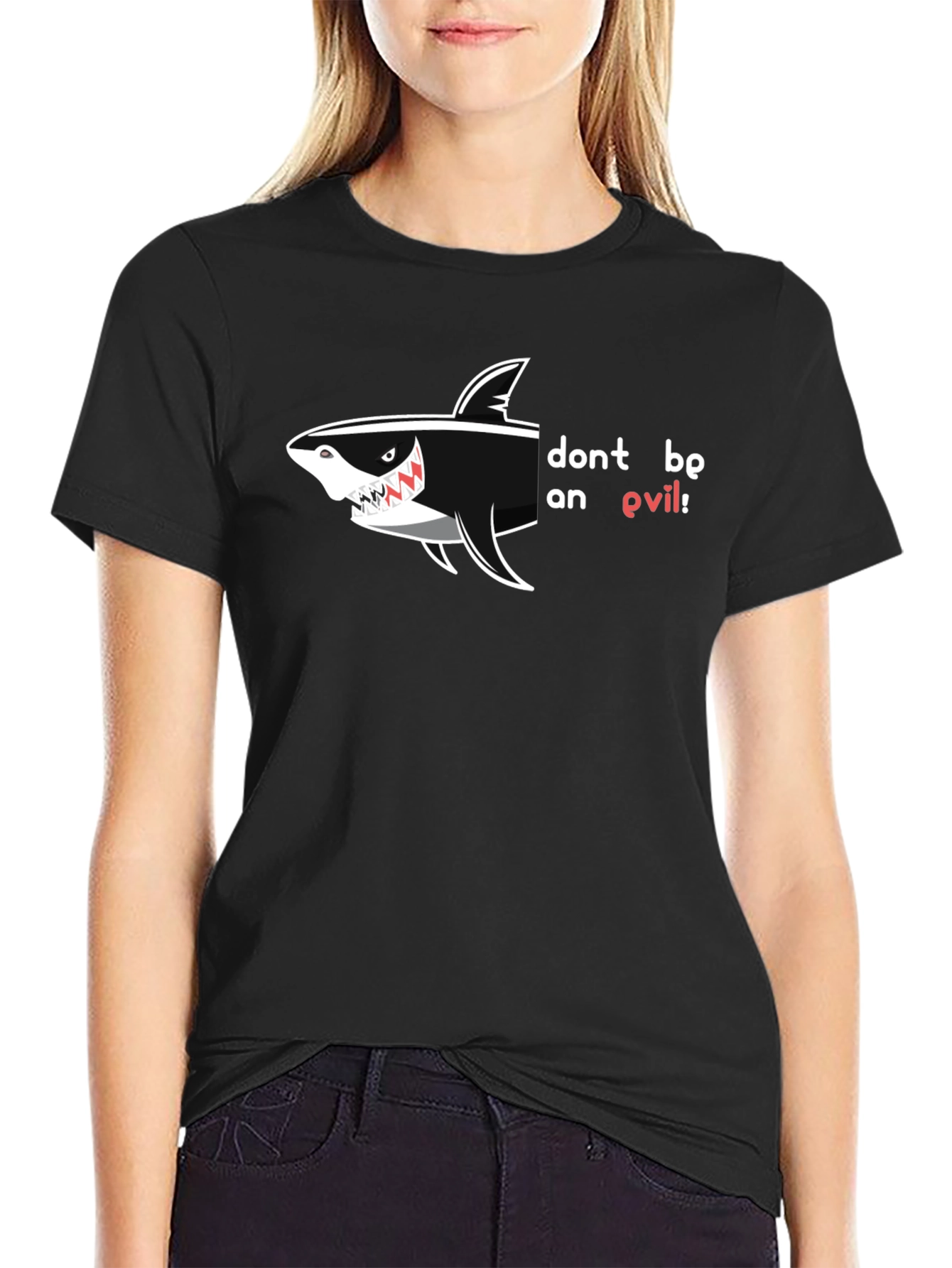Dont Be An Evil Shark Black T-Shirt