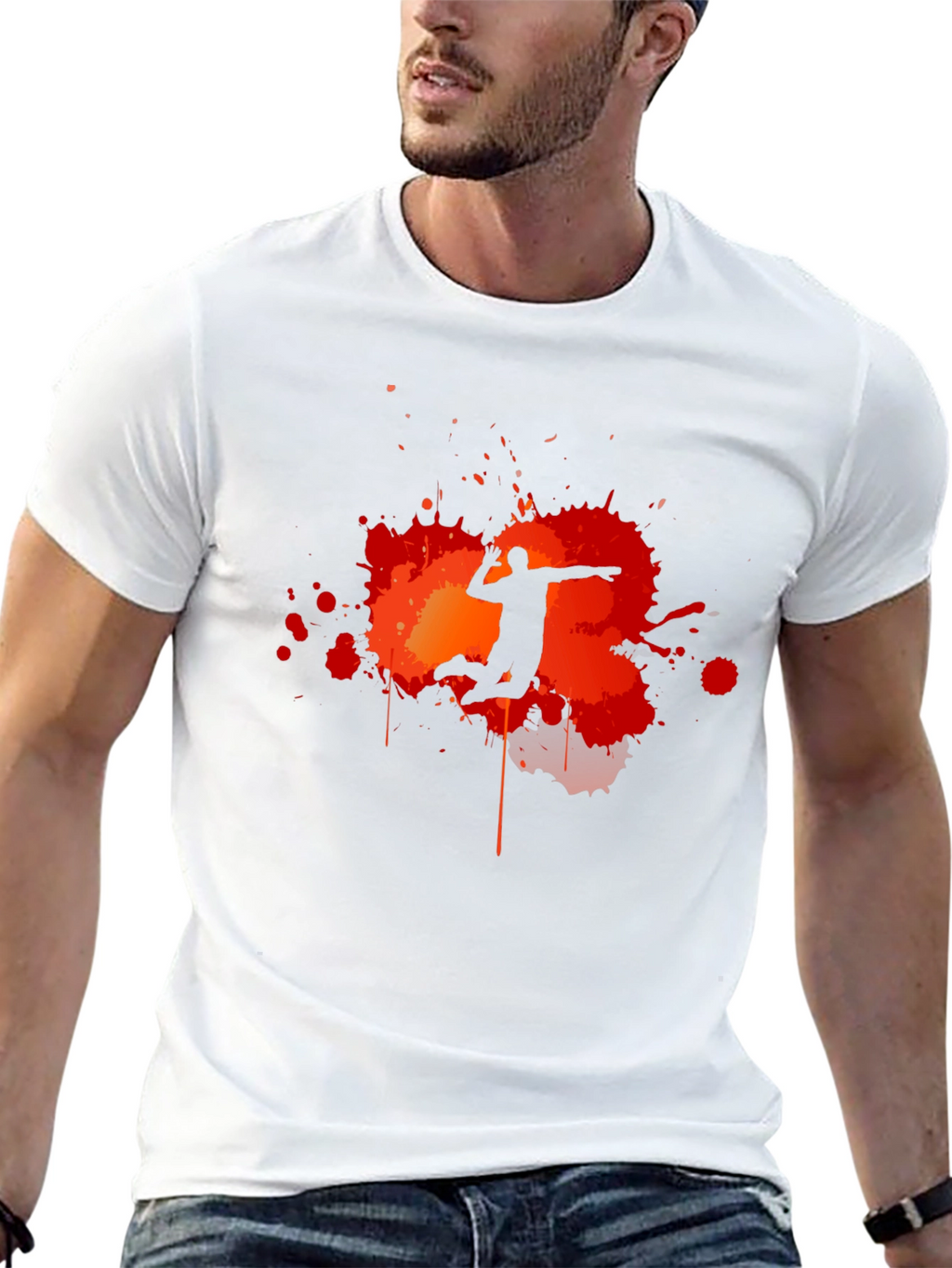 Volleyball Player Silhouette Graphic T-Shirt