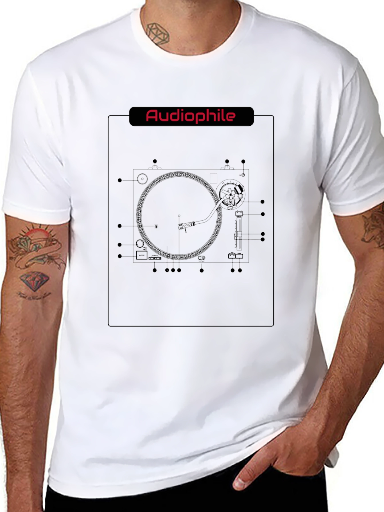 Audiophile Turntable Graphic Tee - Music Lover T-Shirt