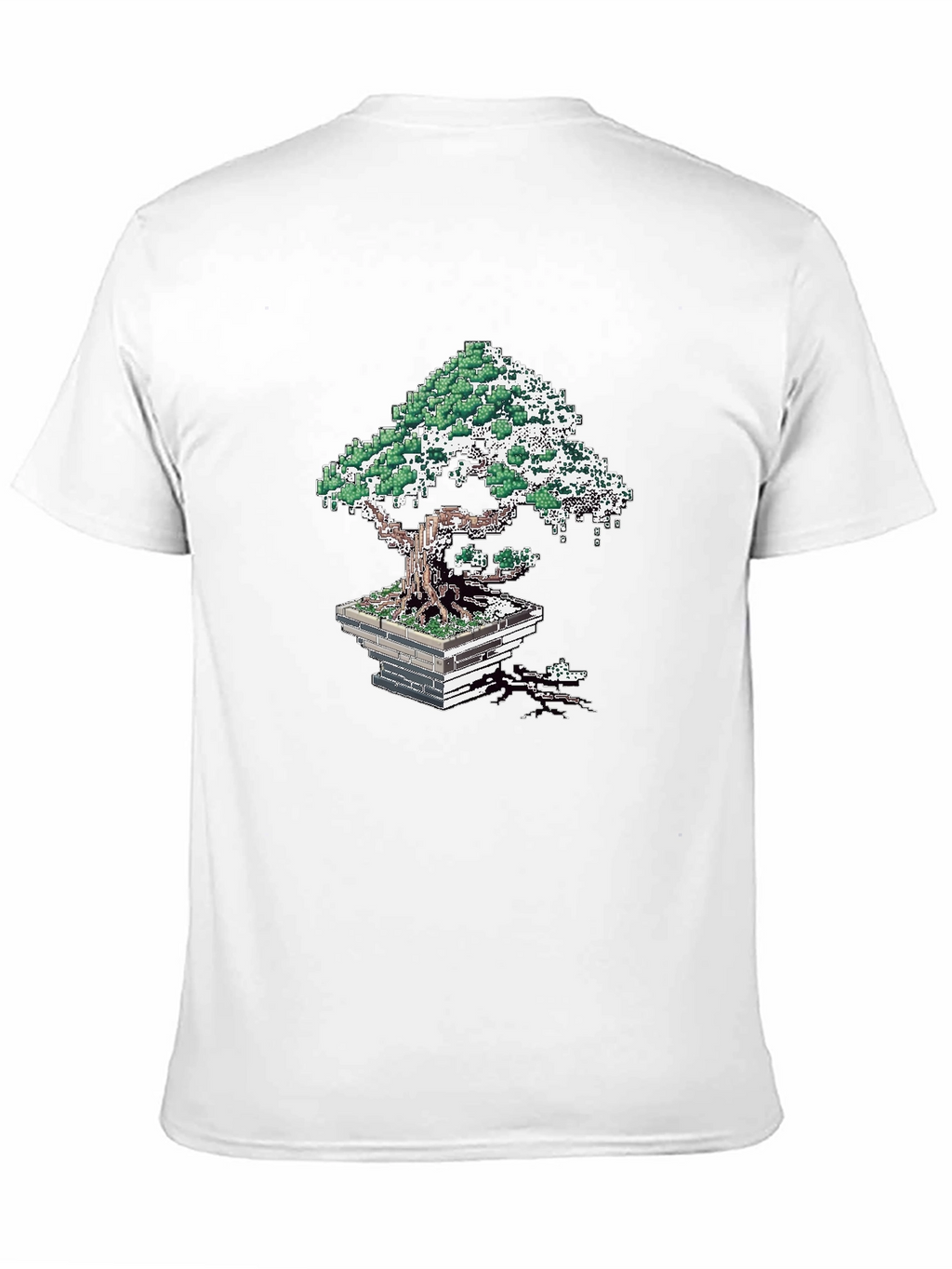 Pixel Art Bonsai Tree Black T-Shirt