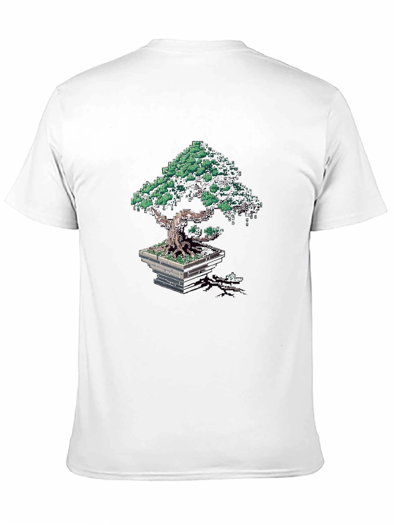 Pixel Art Bonsai Tree Black T-Shirt