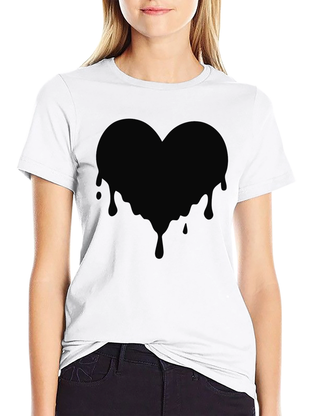 Mens Black Heart Drip Graphic Tee
