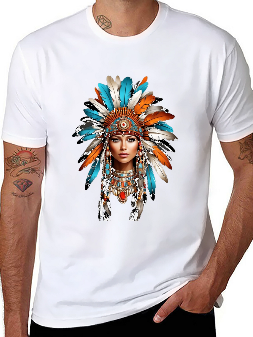 Native American Headdress Graphic T-Shirt