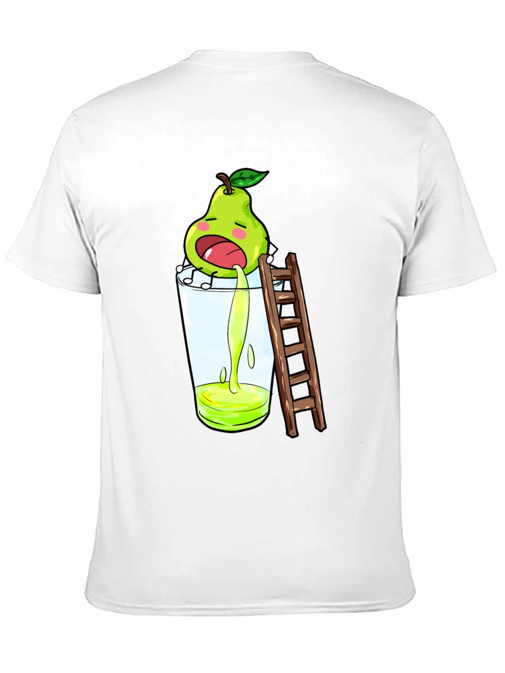 Funny Pear Juice Cartoon Black T-Shirt
