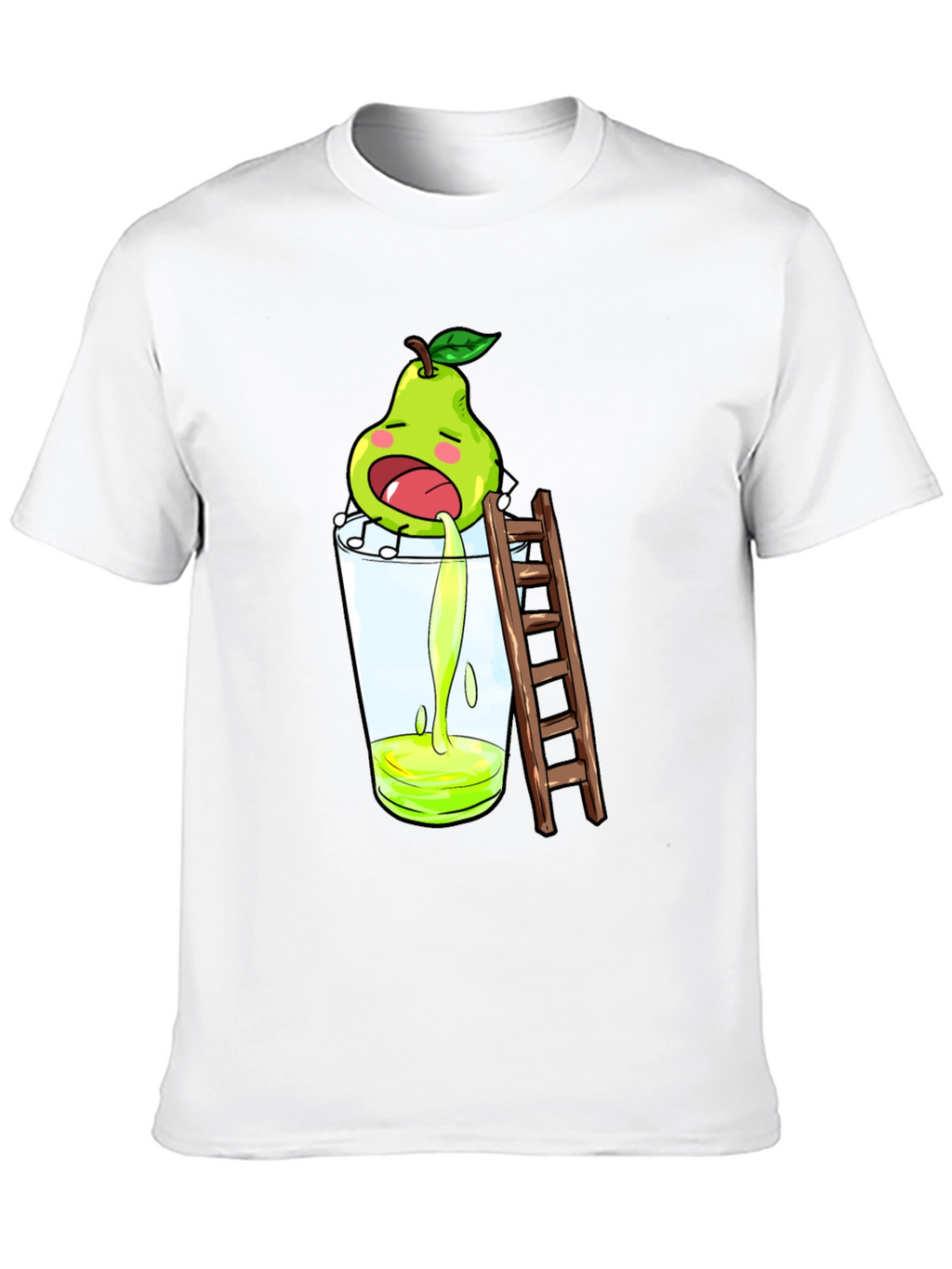 Funny Pear Juice Cartoon Black T-Shirt