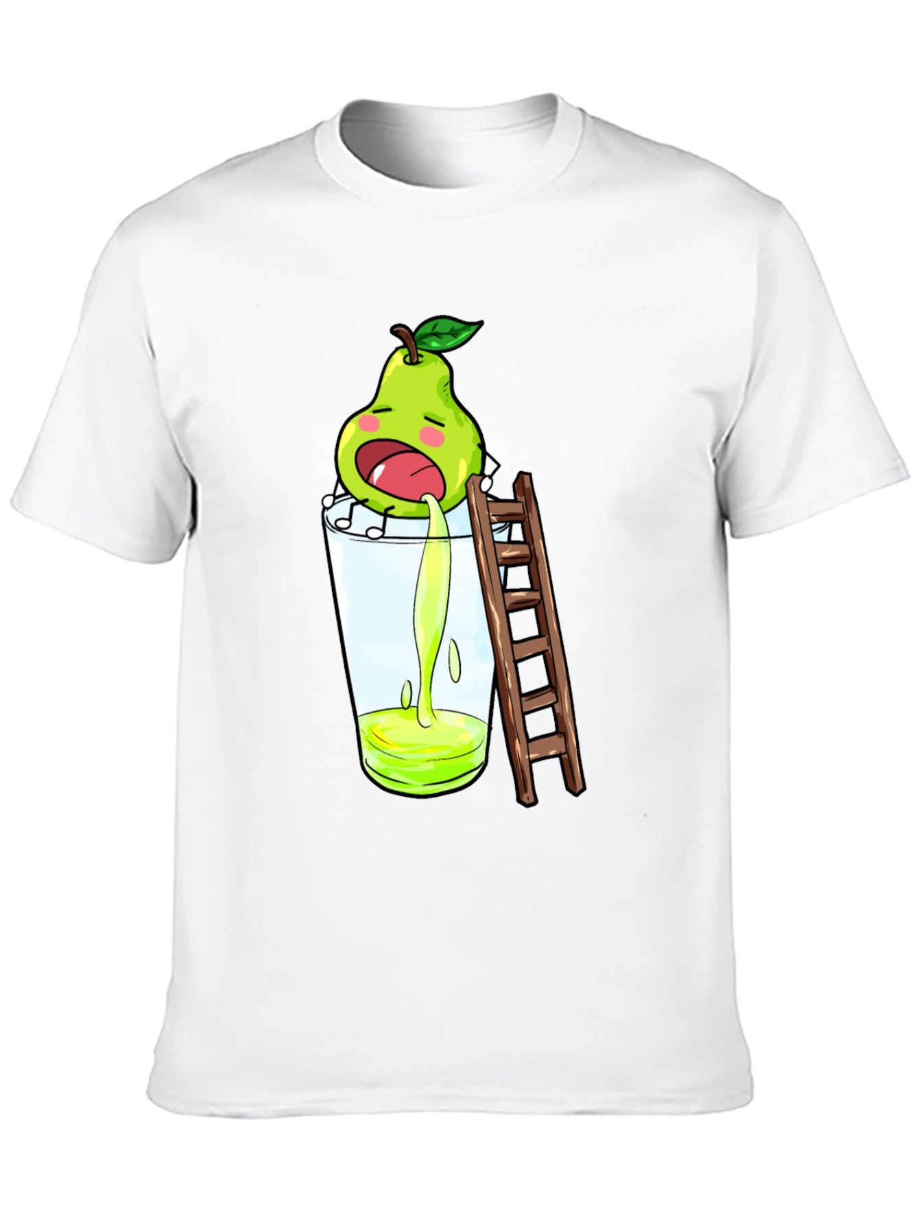 Funny Pear Juice Cartoon Black T-Shirt