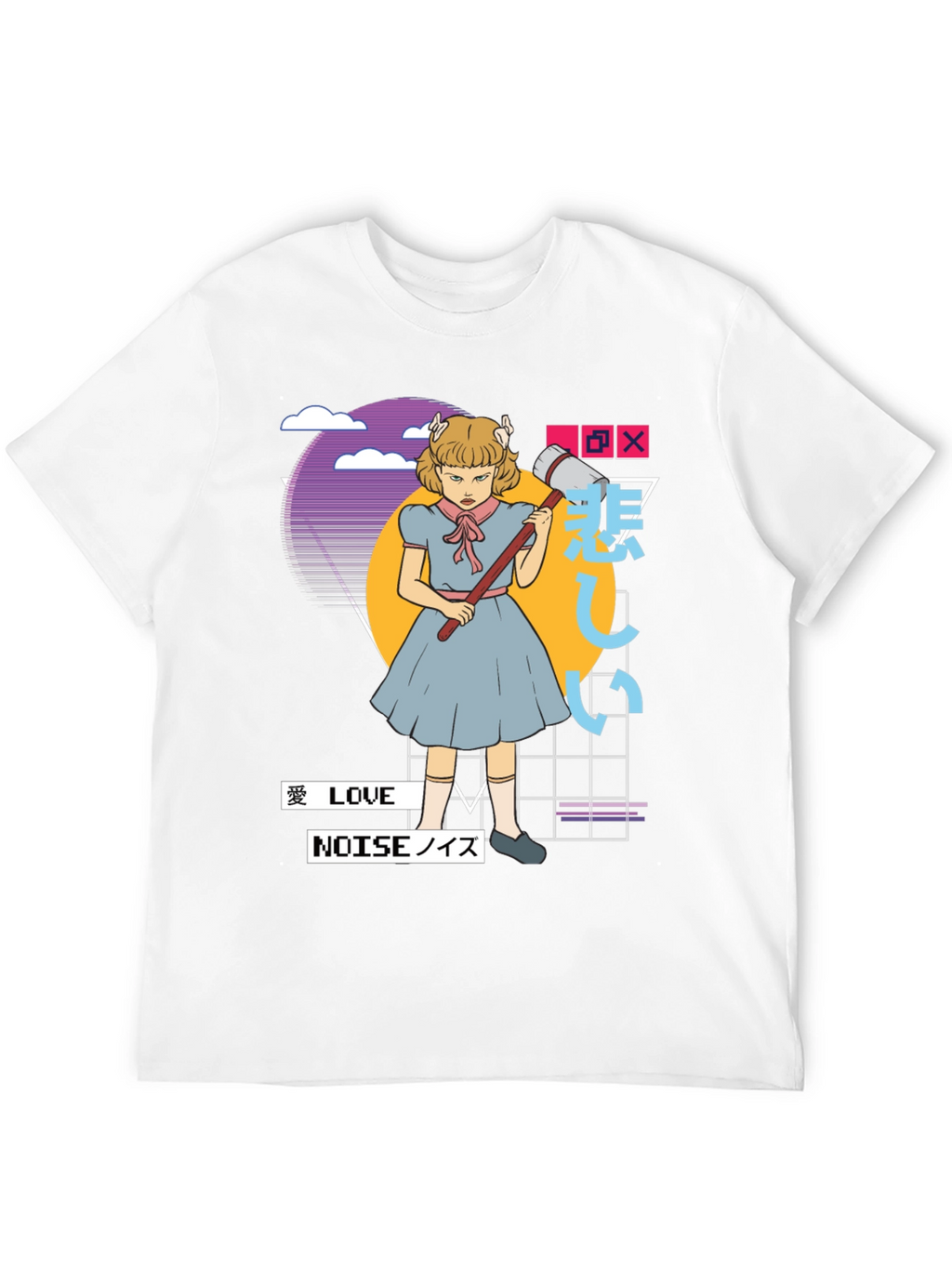 Retro Anime Girl Black T-Shirt