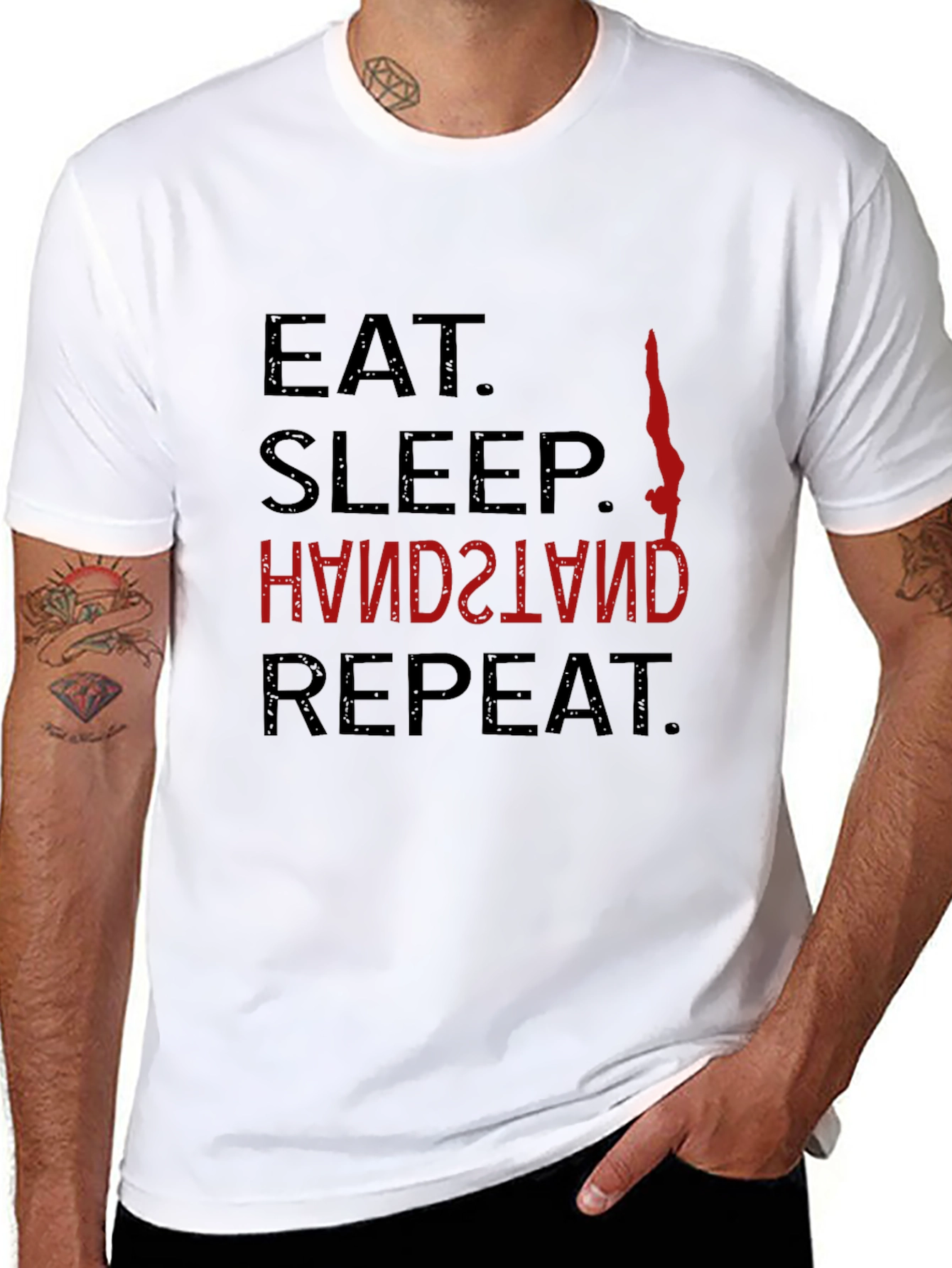 Eat Sleep Handstand Repeat Black T-Shirt