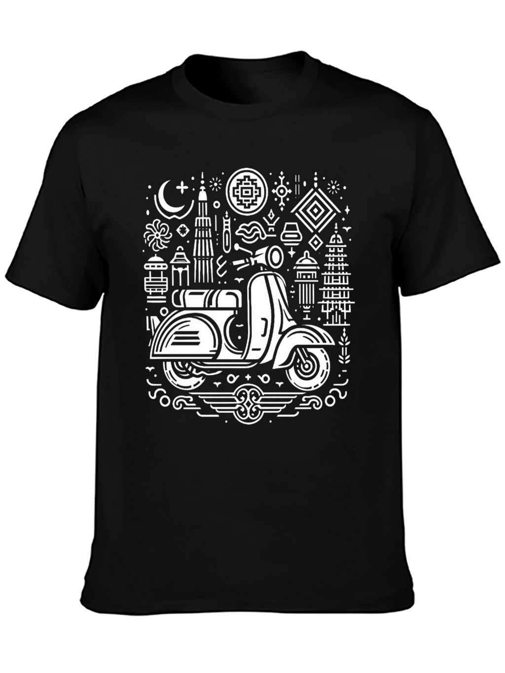 Retro Scooter Graphic Tee - Black
