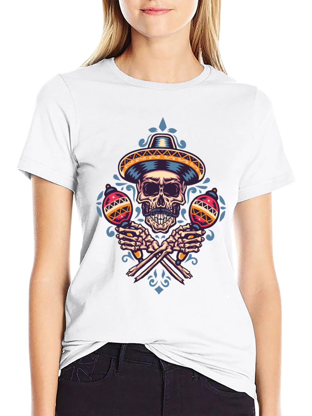 Dia de los Muertos Skull Maracas T-Shirt