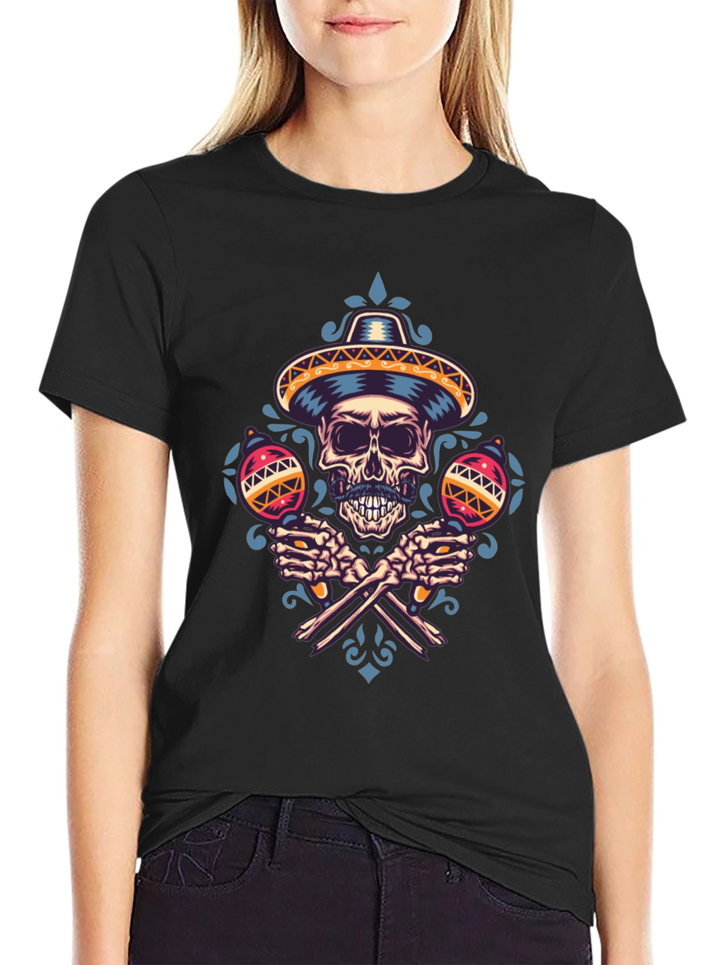Dia de los Muertos Skull Maracas T-Shirt