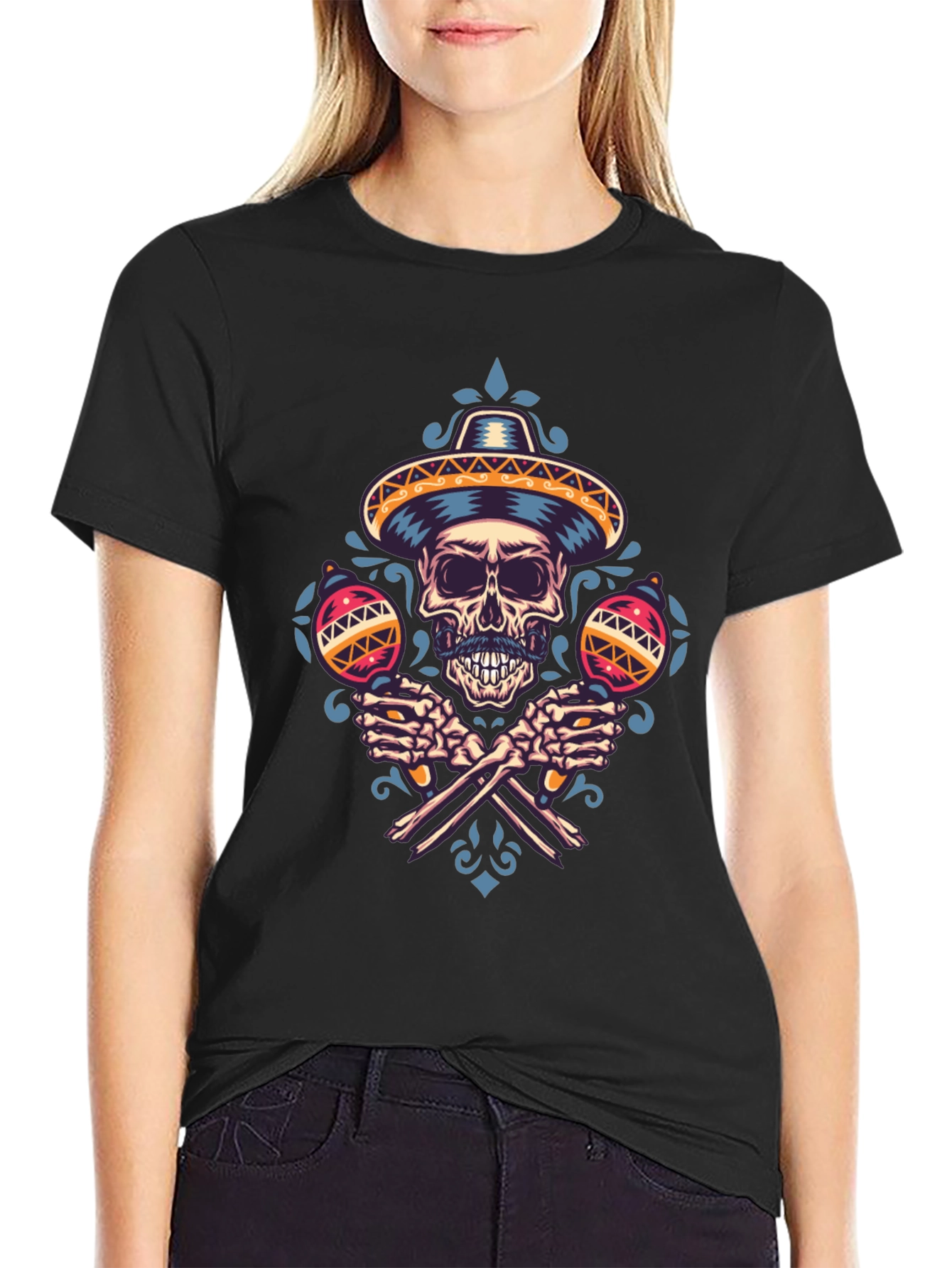 Dia de los Muertos Skull Maracas T-Shirt