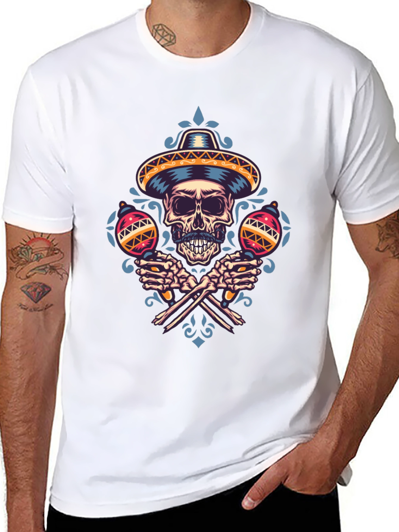 Dia de los Muertos Skull Maracas T-Shirt