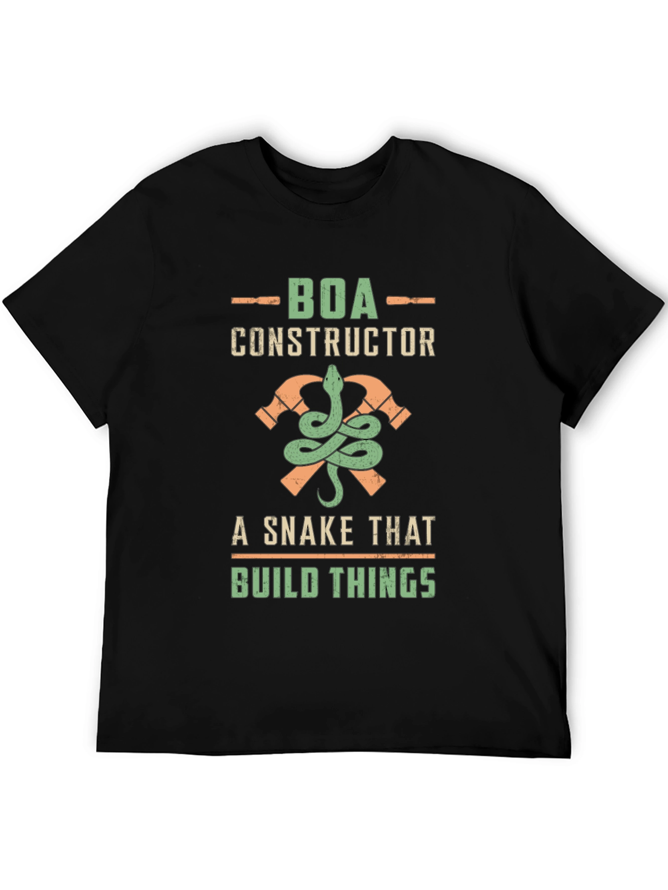 Boa Constructor Graphic Tee - Funny Snake Building T-Shirt