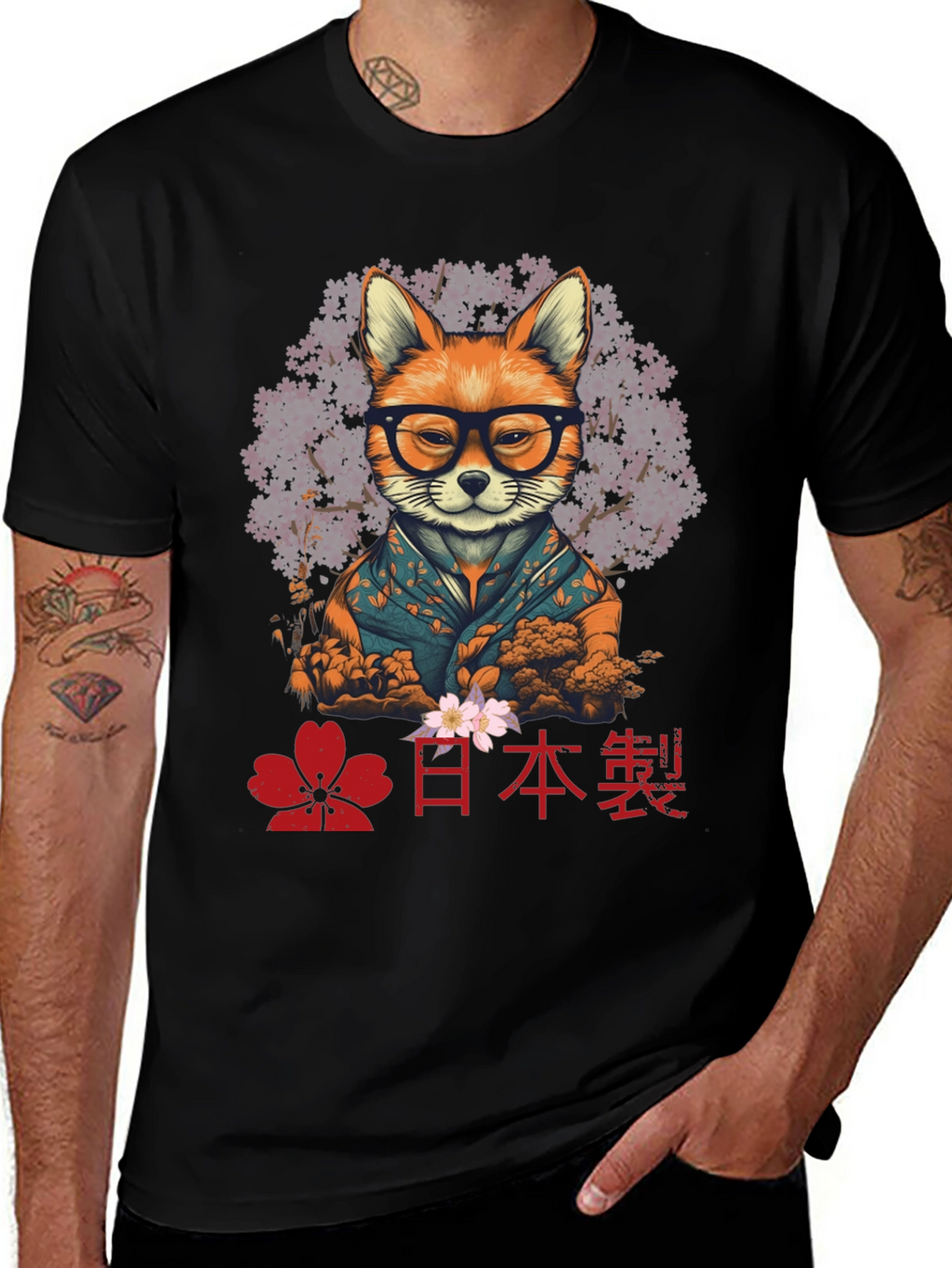 Fox in Glasses T-Shirt - Japanese Style