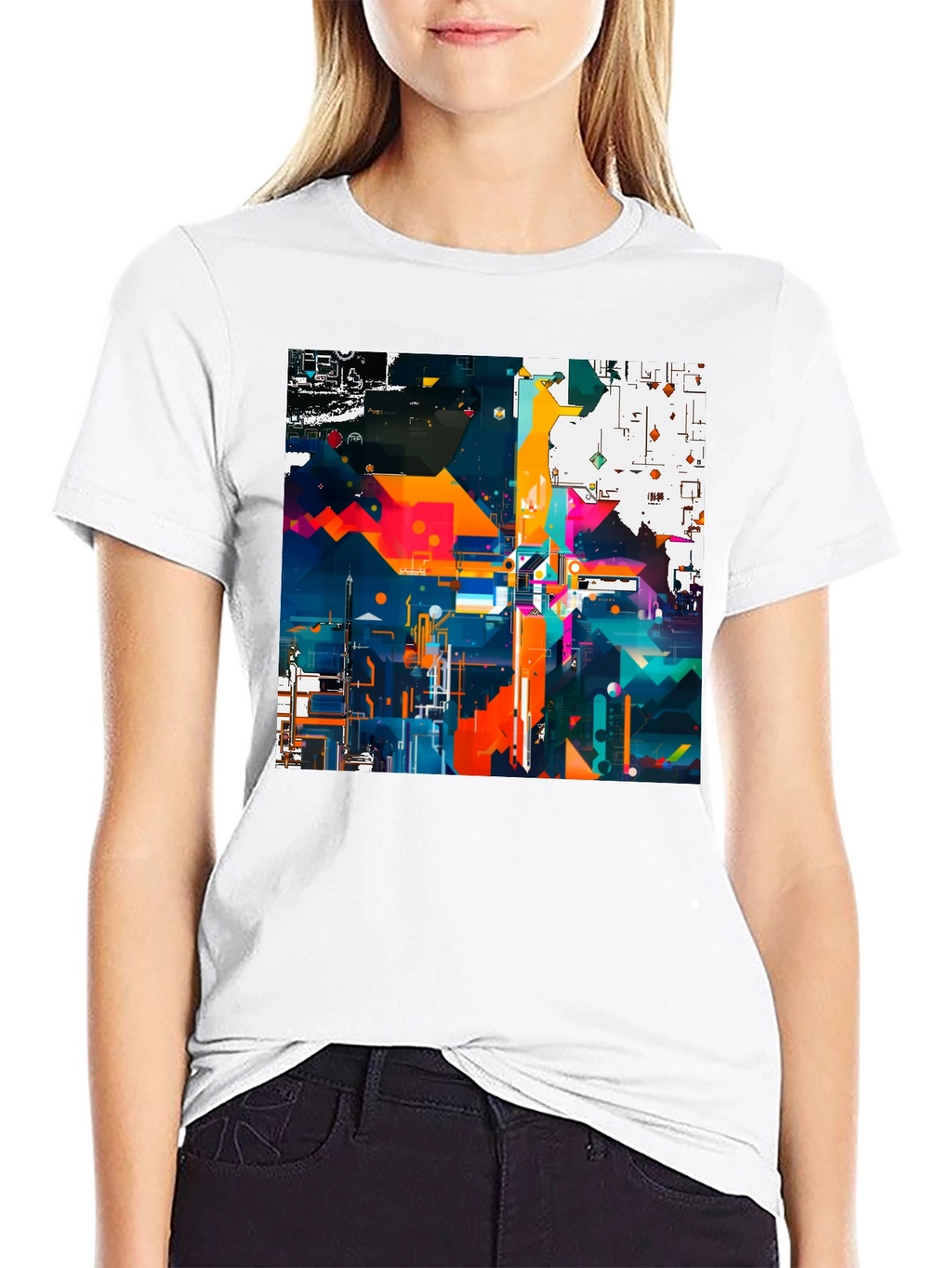 Abstract Geometric Art Print Black Tee