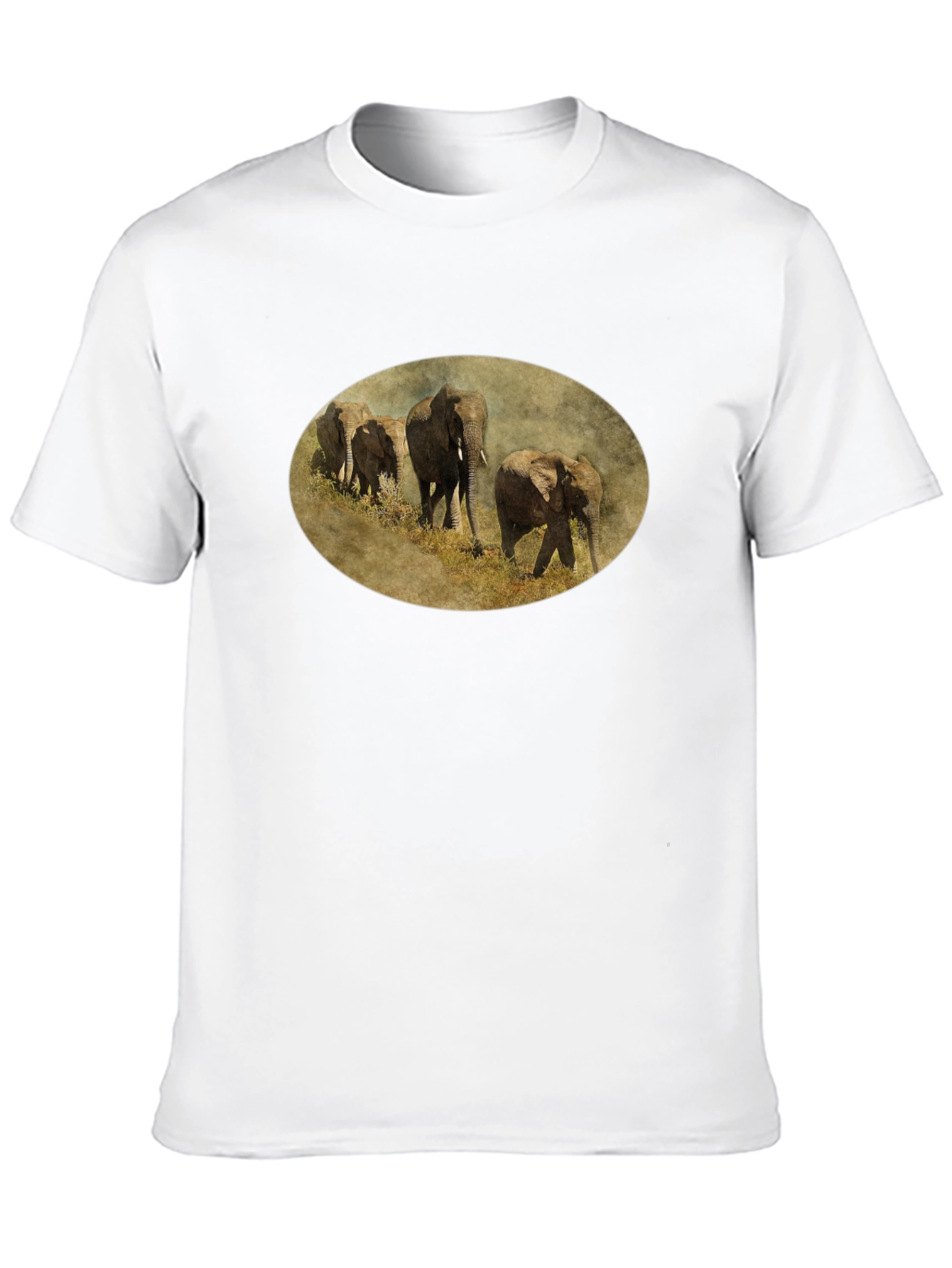 Elephant Herd Graphic Black T-Shirt