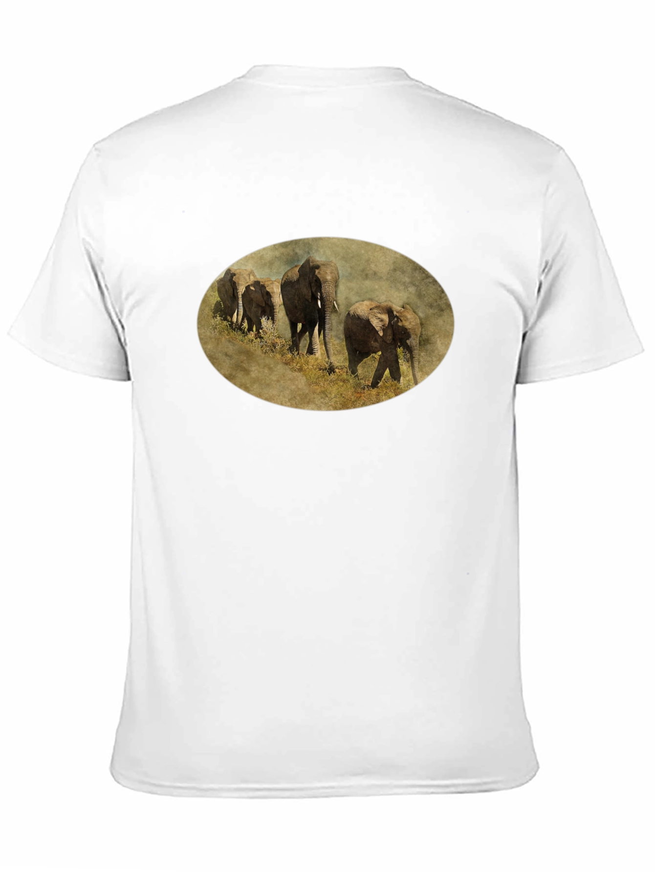 Elephant Herd Graphic Black T-Shirt