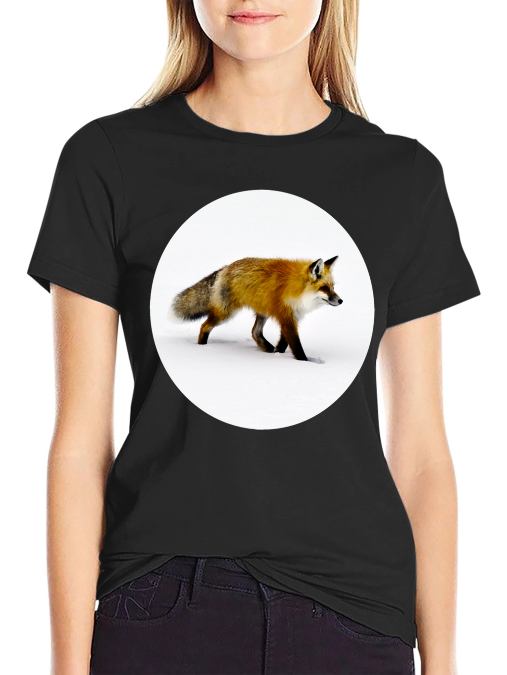 Fox Graphic T-Shirt - Black Stylish Animal Print Tee