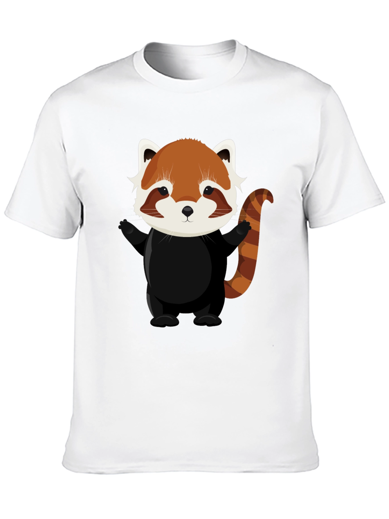 Cute Red Panda Graphic Tee - Black Cotton T-Shirt