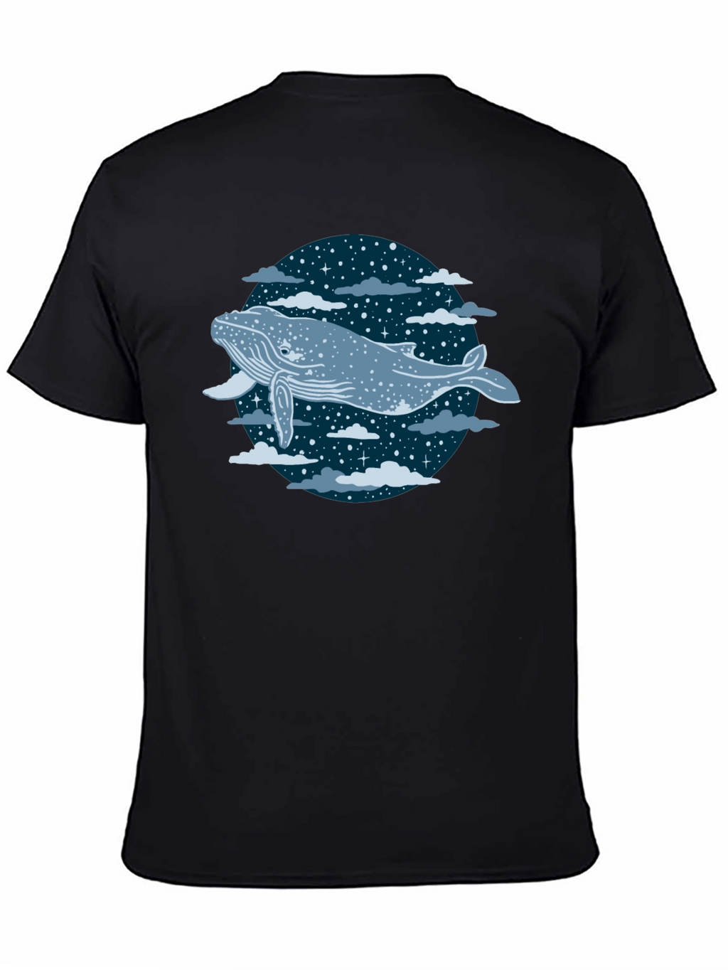 Whale in the Night Sky Graphic Tee - Black