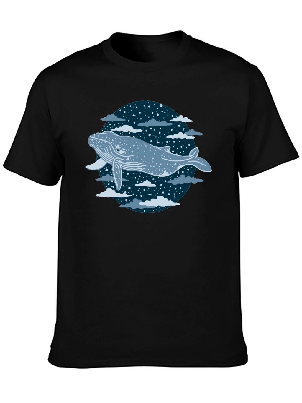 Whale in the Night Sky Graphic Tee - Black