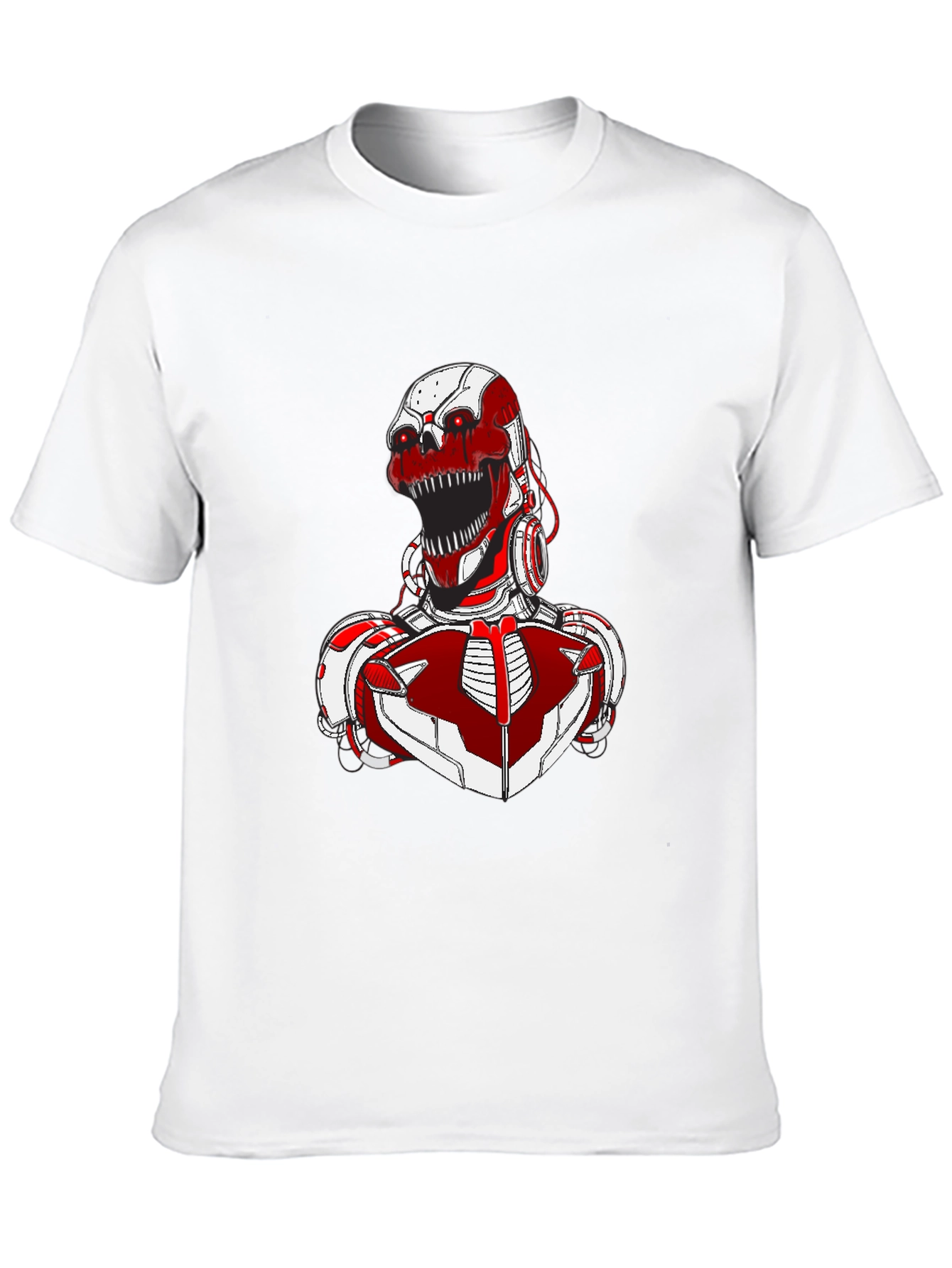Red Robot Skull Graphic T-Shirt